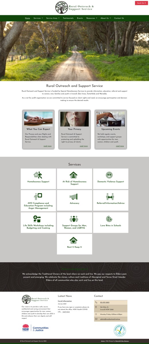 Rural Outreach and Support Service website