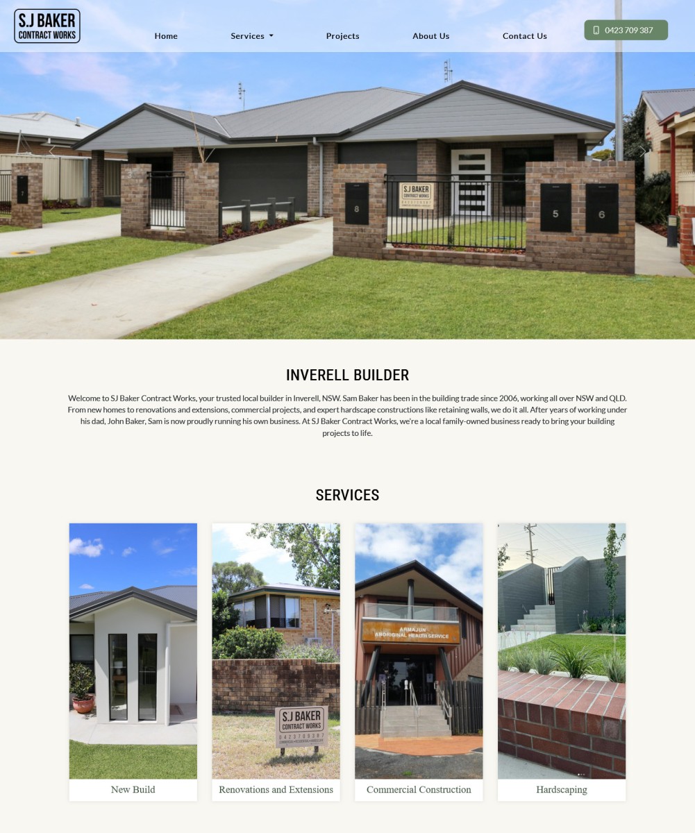 SJ Baker Contract Works website