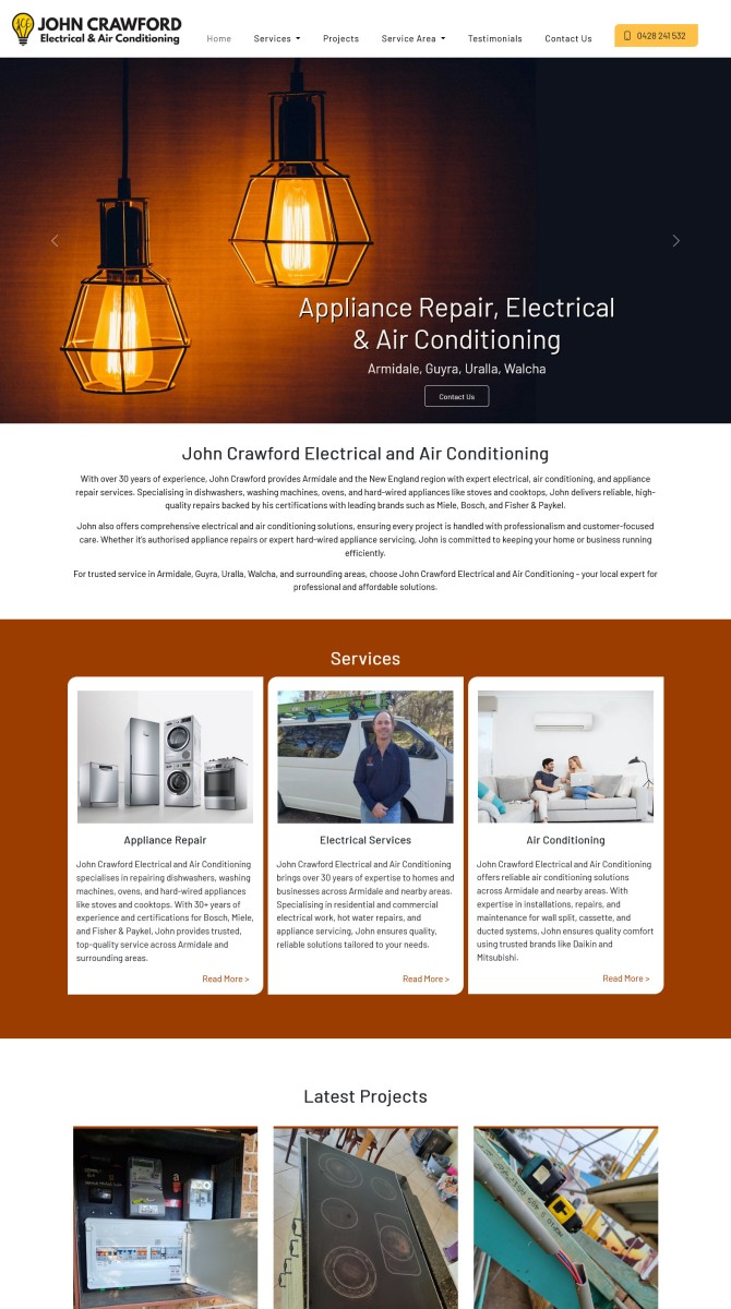 John Crawford Electrical and Air Conditioning website