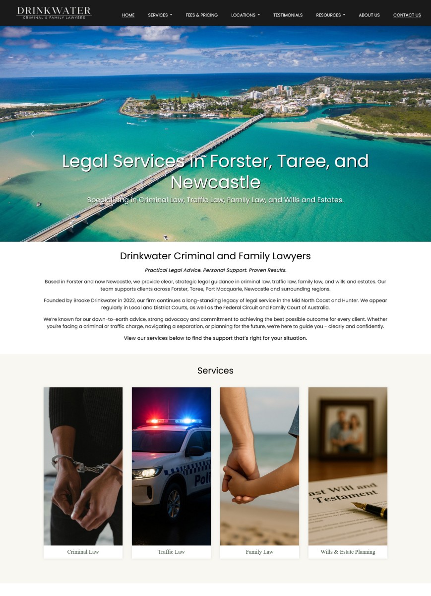 Drinkwater Criminal and Family Lawyers website