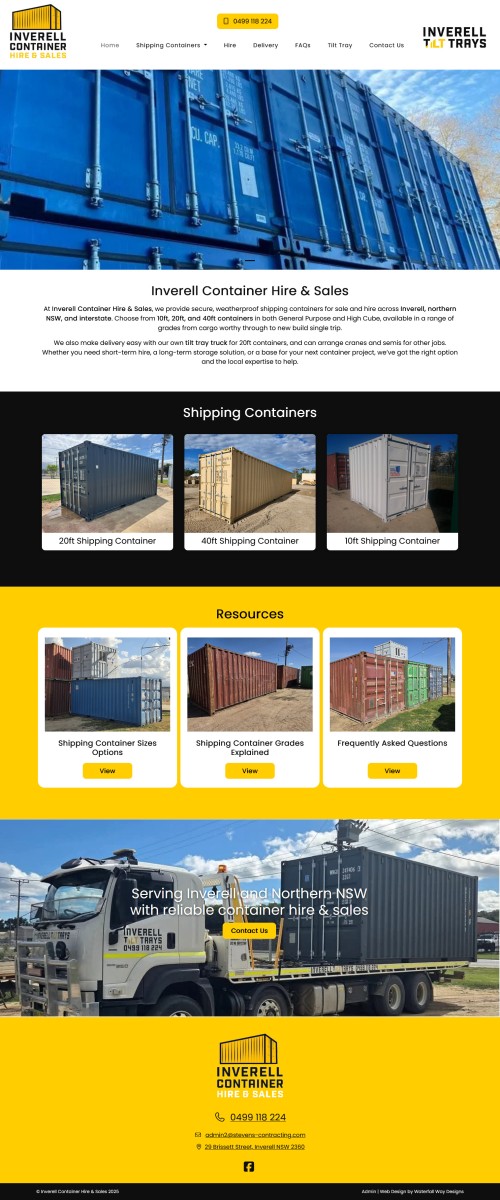 Inverell Container Hire & Sales website